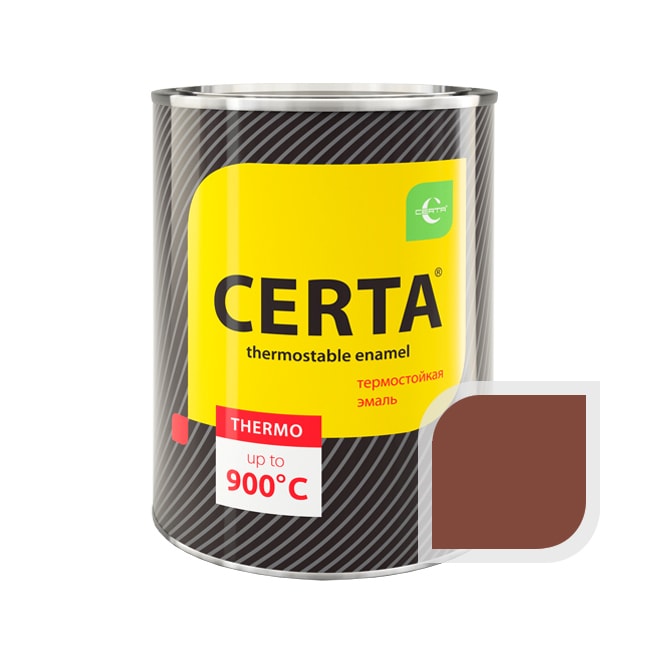 Термостойкая краска эмаль CERTA (Церта), цв. красно-коричневый, до 500 °C (фасовка 0,8 кг.)